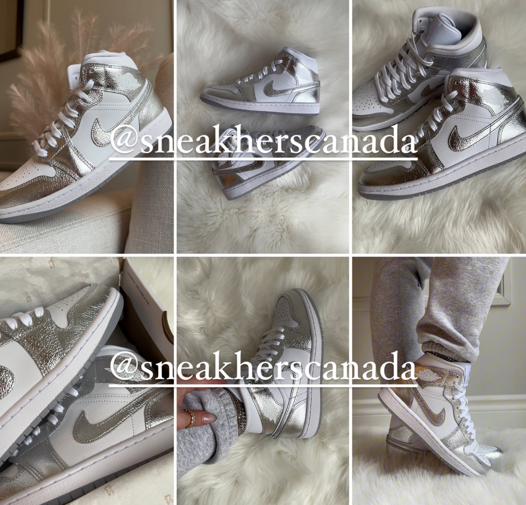 Jordan 1 Mid Metallic Silver (Womens)