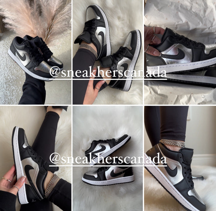 Jordan 1 Low Silver Metallic Black (Womens)