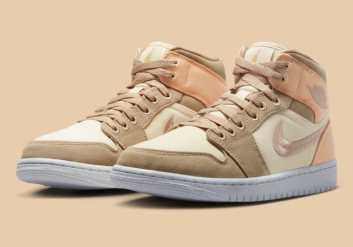 Jordan 1 Mid Canvas Khaki (Womens)